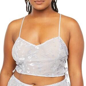 Savage X Fenty Devore Dreams Burnt Out Velvet Sleep Sheer Gray Cami Womens 2X